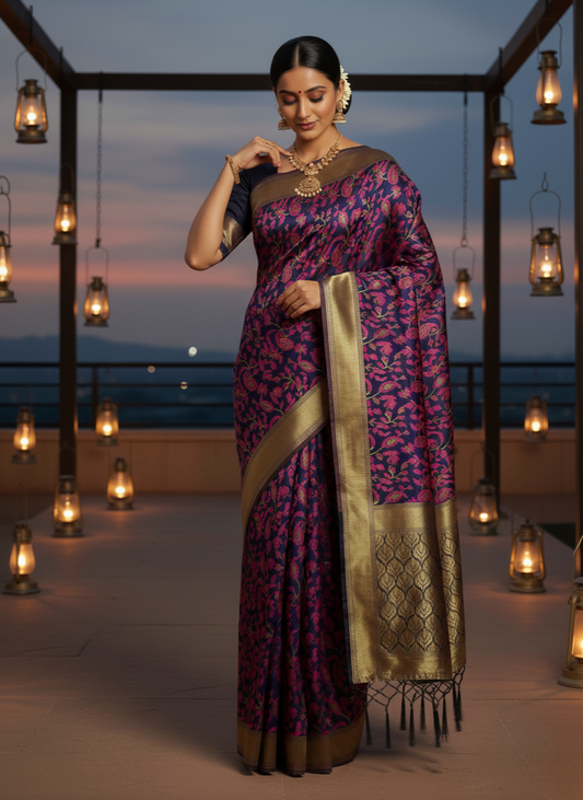 Multi Banarasi Silk Woven Saree