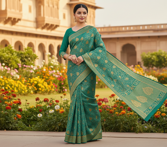 Green Banarasi Silk Woven Saree