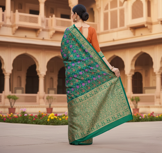 Green Banarasi Silk Woven Saree