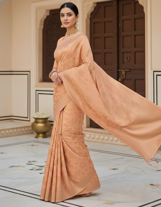 Beige Banarasi Spun Cotton Saree