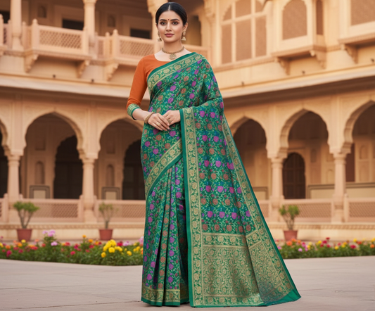 Green Banarasi Silk Woven Saree