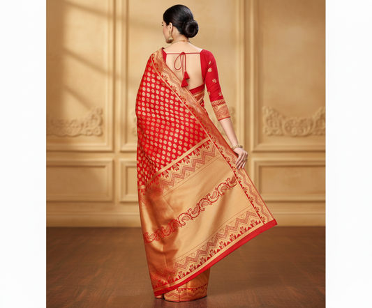 Red Banarasi Silk Woven Saree