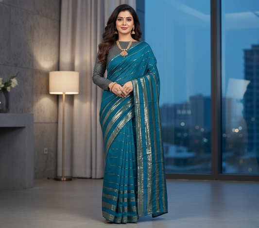 Rama Sequin Work Vichitra Saree