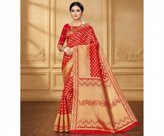 Red Banarasi Silk Woven Saree
