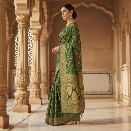 Green Banarasi Silk Saree