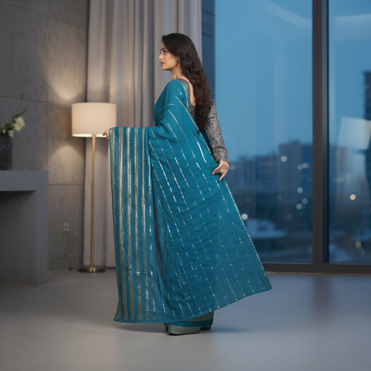 Rama Sequin Work Vichitra Saree