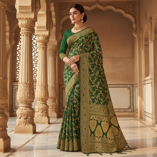 Green Banarasi Silk Saree