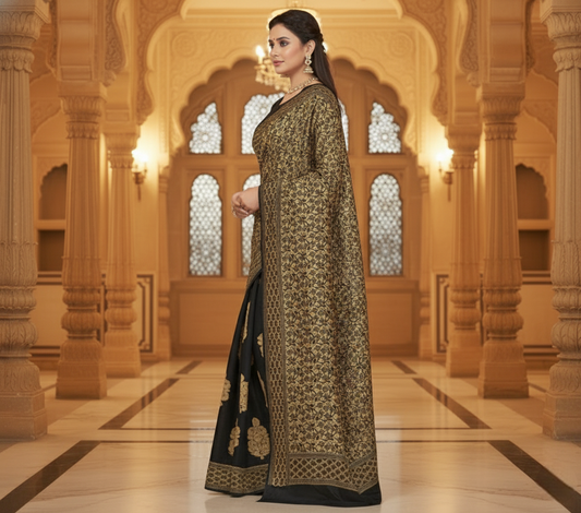 Black Banarasi Silk Weaving Saree