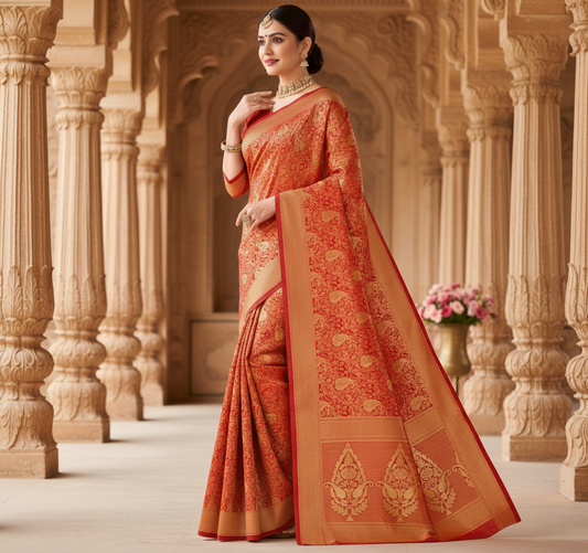 Red Banarasi Silk Woven Saree