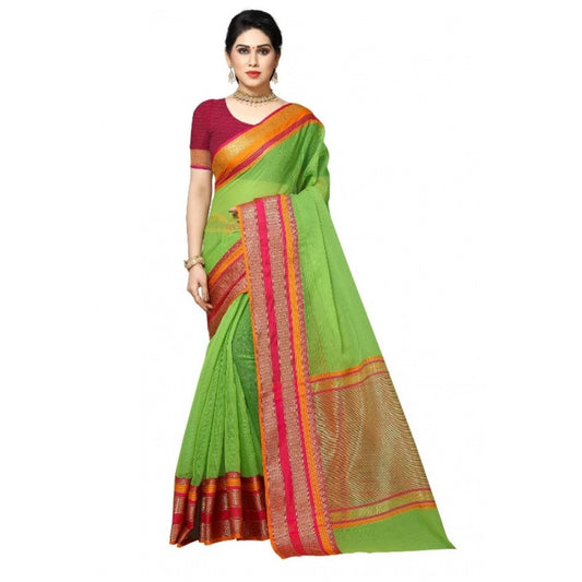 Light Green Kota Doria Cotton Border Saree