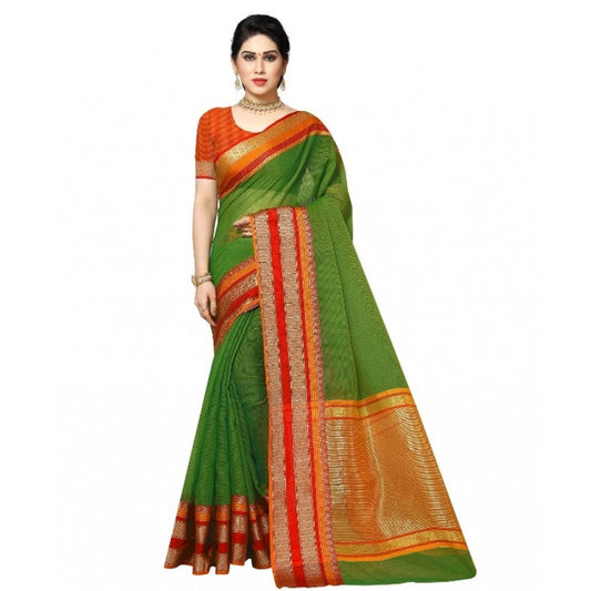 Green Kota Doria Cotton Border Saree