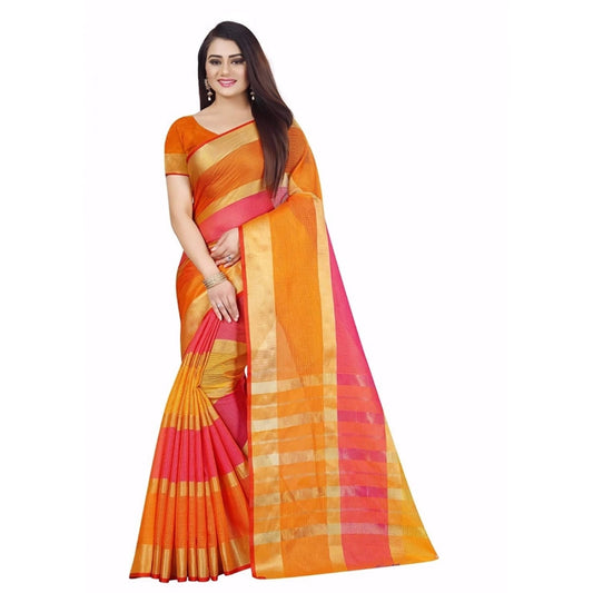 Multicolor Kota Doria Cotton Plain Saree