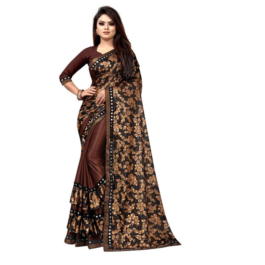Coffee Lycra Blend Saree