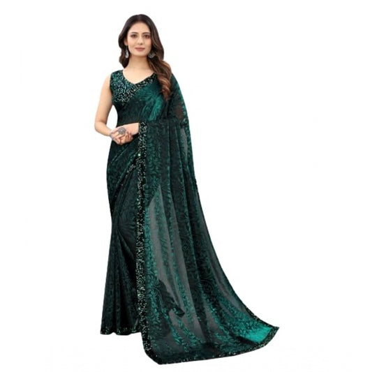 Green Lycra Floral Saree