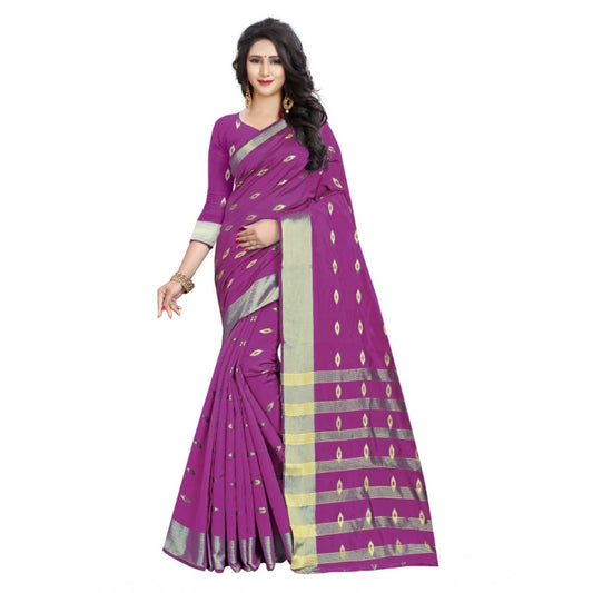 Pink Silk Blend Woven Saree