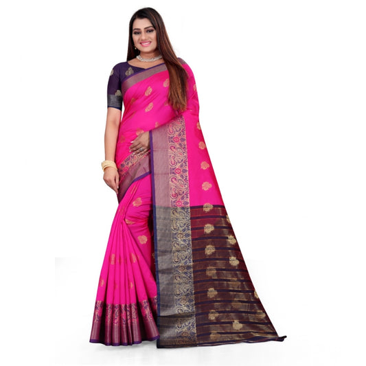 Pink Silk Woven Saree
