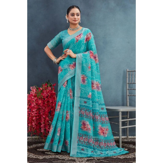 Aqua Linen Saree