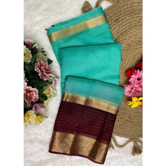 Sky Blue Khadi Cotton Solid Saree