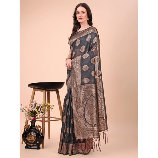 Black Cotton Printed Saree