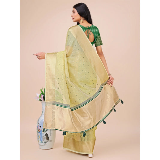 Light Green Organza Printed Saree