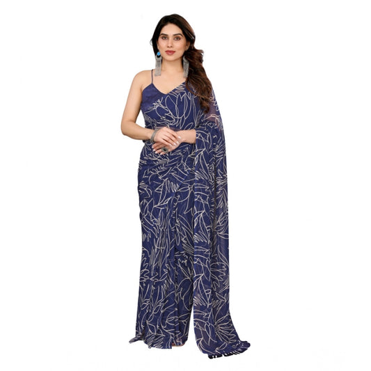 Blue Georgette Printed Saree