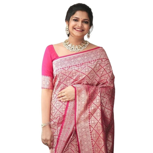 Pink Silk Printed Saree