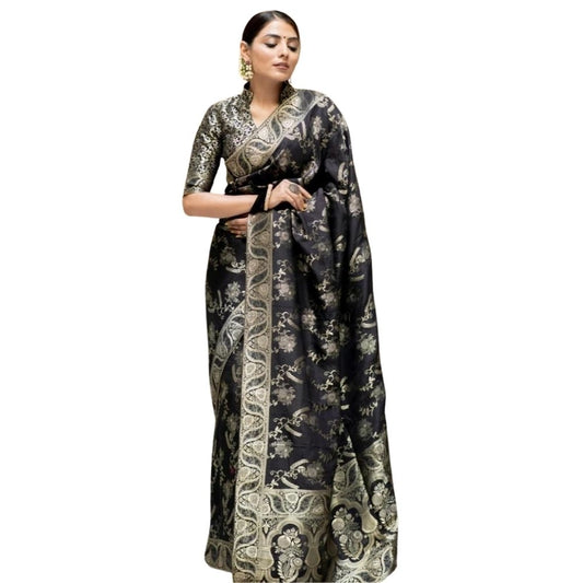 Black Silk Printed Saree