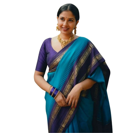 Blue Silk Printed Saree