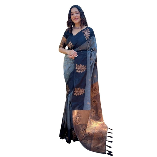 Grey Silk Printed Saree