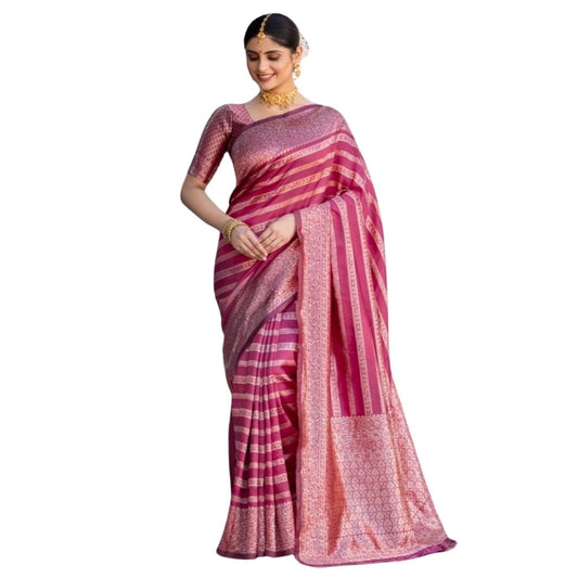 Pink Silk Printed Saree