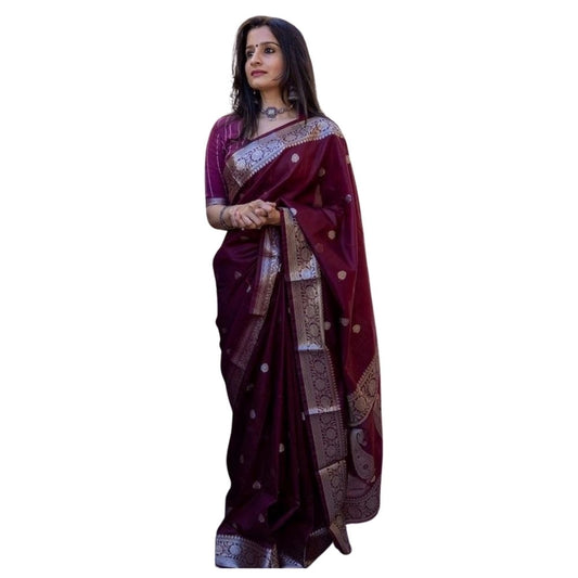 Maroon Cotton Printed Saree