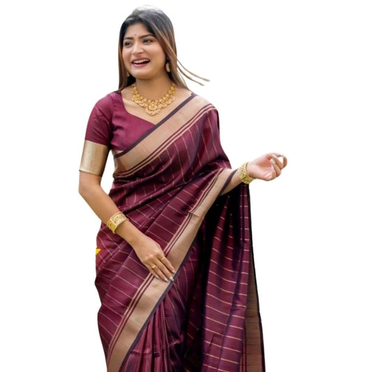 Maroon Silk Printed Saree