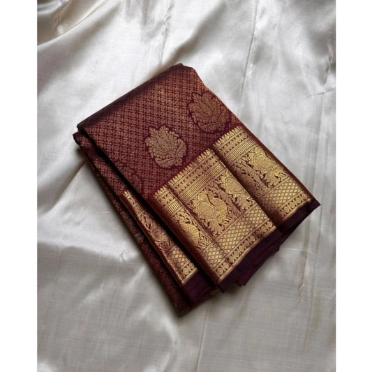 Maroon Silk Printed Saree