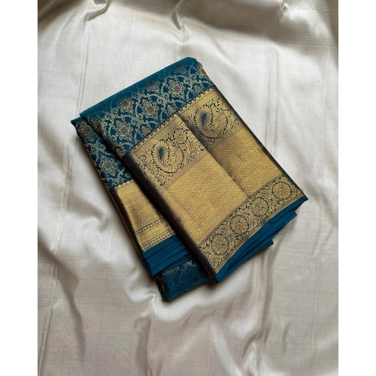 Rama Green Silk Printed Saree
