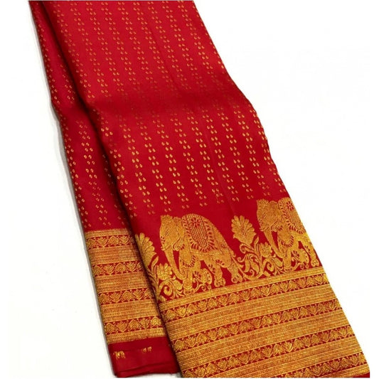 Red Silk Printed Saree