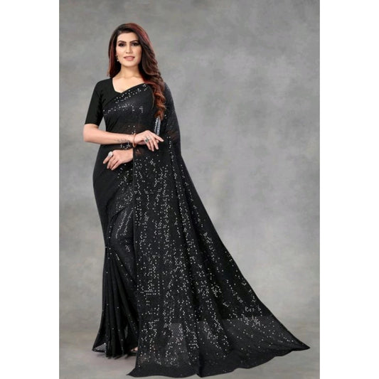 Black Georgette Sequin Saree