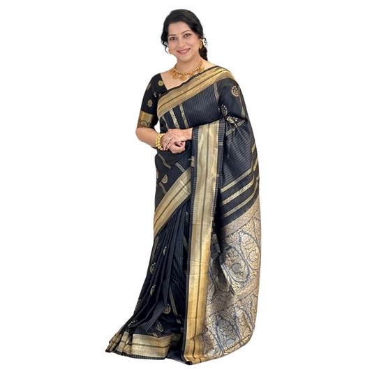 Black Silk Printed Saree