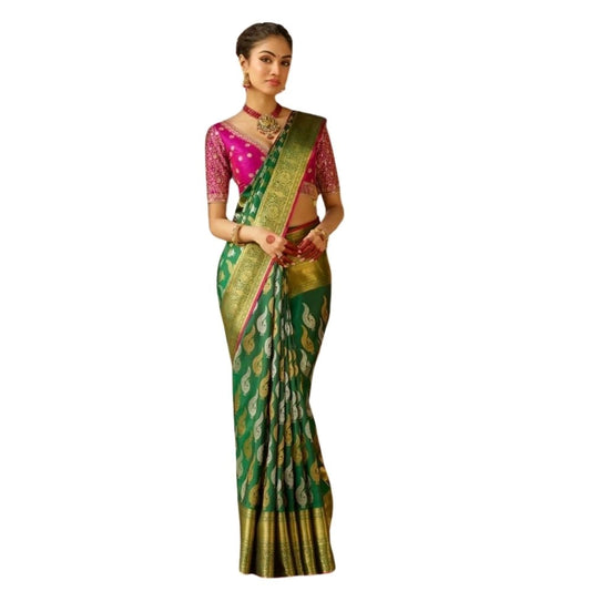 Green Silk Printed Saree