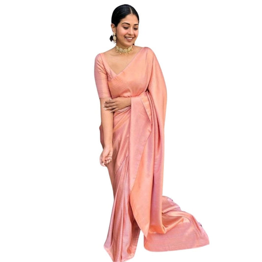 Peach Silk Printed Saree