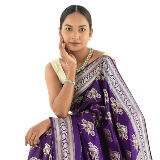Purple Silk Printed Saree