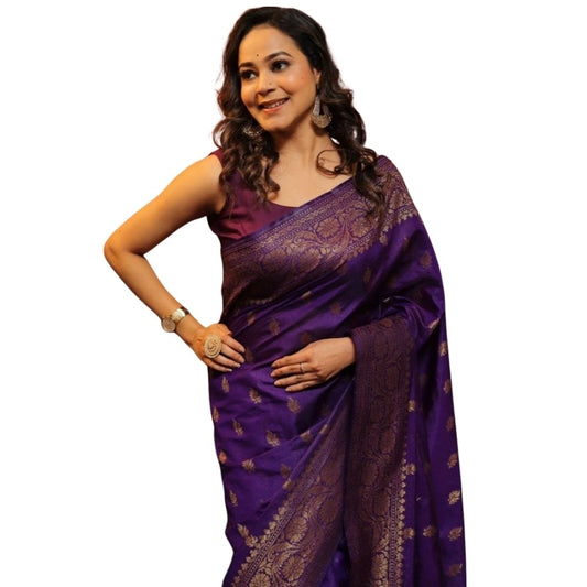 Purple Silk Printed Saree