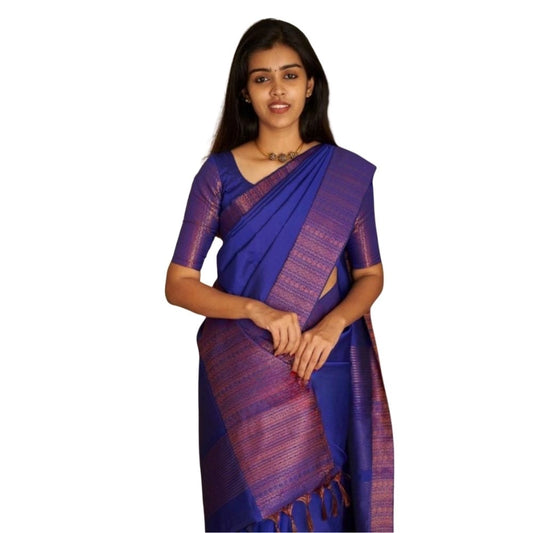 Blue Silk Printed Saree
