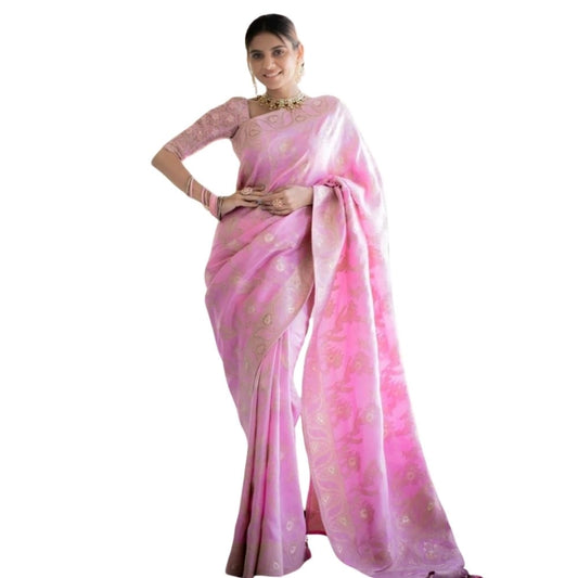 Pink Silk Printed Saree