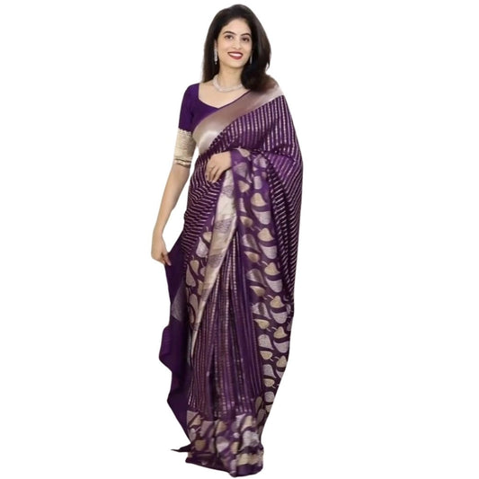 Purple Silk Printed Saree