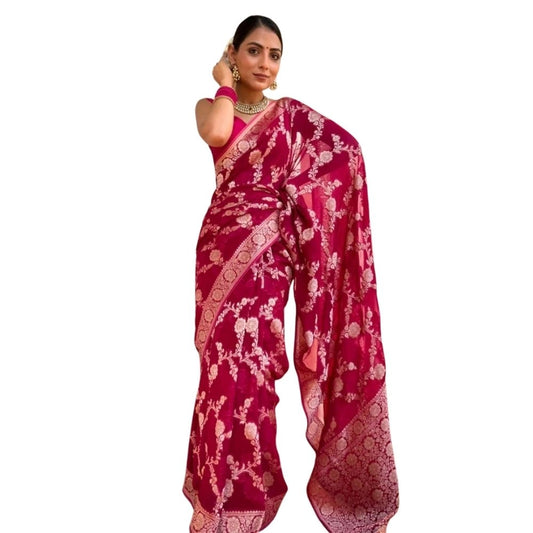 Pink Silk Printed Saree