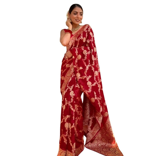Red Silk Printed Saree