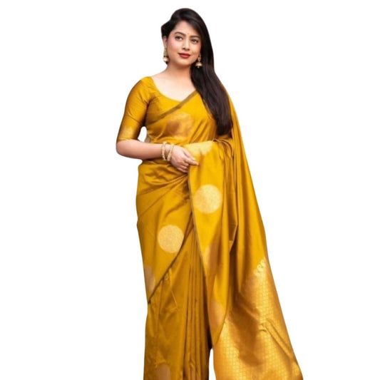 Yellow Silk Printed Saree