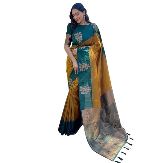 Yellow Silk Printed Saree