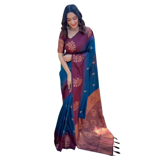 Blue Silk Printed Saree