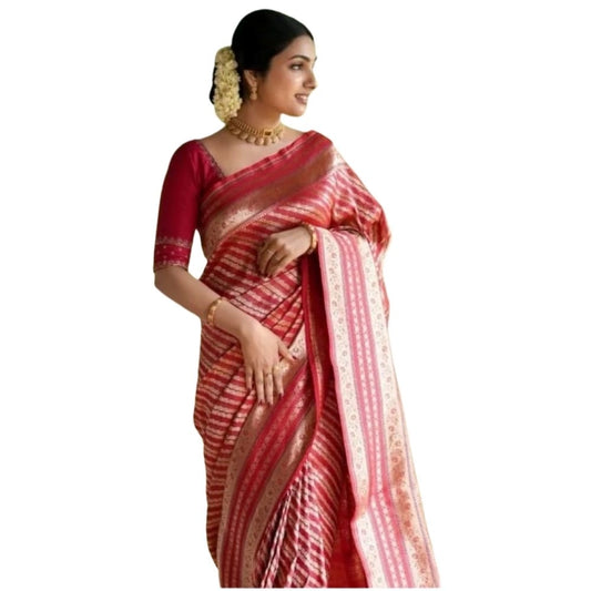Pink Silk Printed Saree